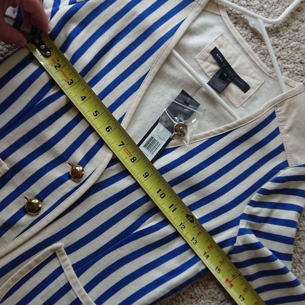 Marc by Marc Jacobs Nautical Theme Dusty White Multi Striped Blazer size XS - Picture 5 of 13
